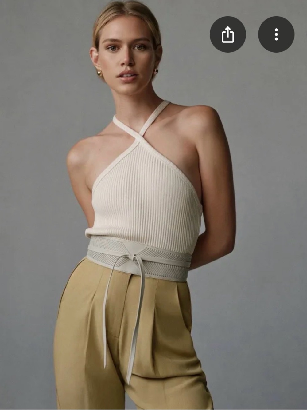 NWT Anthropologie T.La Cream Ribbed Halter Knit Top